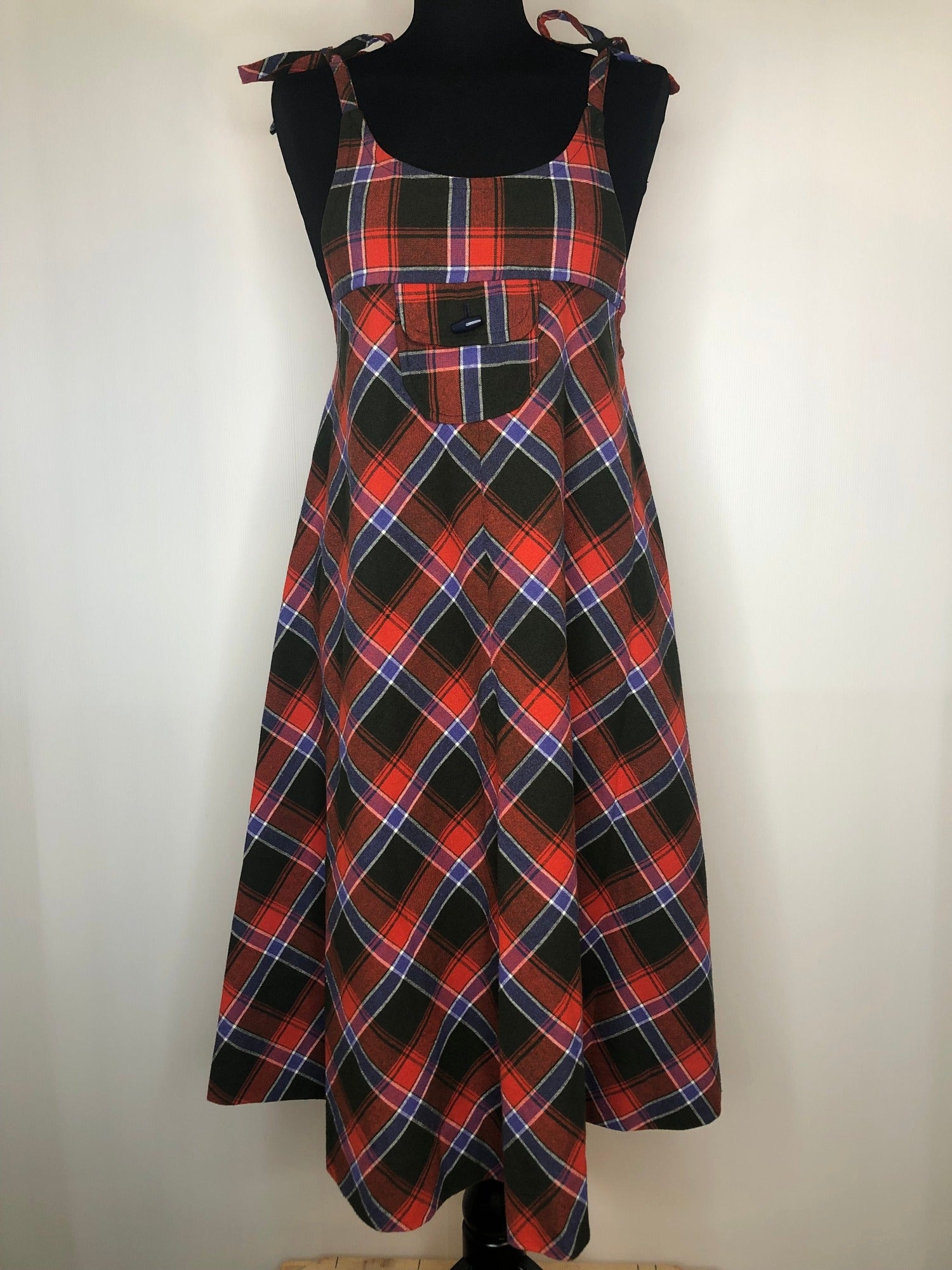 Vintage 1970s Tartan Pinafore Dress Size UK 10 Urban Village Vintage UrbanVillageVintage