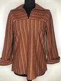 Vintage 1970s Striped V-Neck Tunic Top - Size UK 12