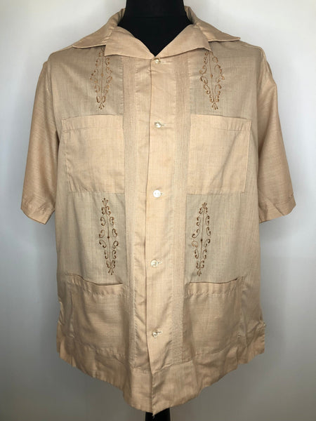 Vintage 1950s 1960s selling Mexican Embroidered Button Up Tourist Shirt Unisex S/M