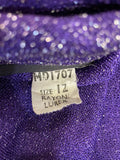 womens  vintage  V-Neck  Urban Village Vintage  urban village  top  studio 54  sparkly  shirt  shimmer  retro  purple  party  metallic stitch  metallic  lurex  long sleeve  glittery  glitter  evening blouse  disco  dagger collar  dagger  collar  blouse  8  70s  1970s