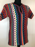 zig zag pattern  womens  vintage  Urban Village Vintage  tunic top  tunic knit  toggle fasten  red  multi  Lightweight Knit  light knit  knitwear  knitted  knit  Bananas  70s  70  1970s  10