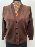 1960s Knitted Cardigan in Brown - Size 12