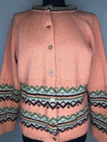 zig zag pattern  Wool Blend  wool  womens  vintage  round neck  retro  pure wool  Pink  patterned  pattern  long sleeve  light knit  knitwear  knitted  knit  cardigan  button front  button  60s